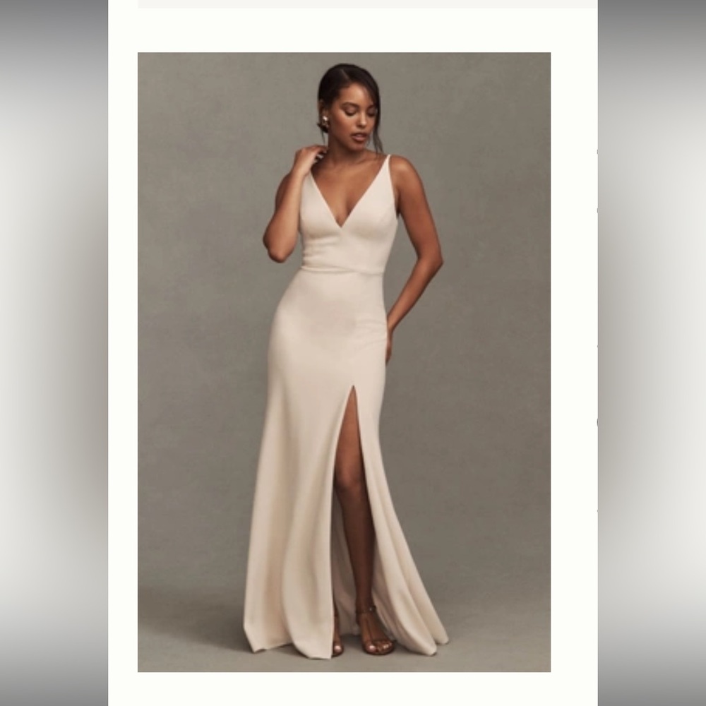 BHLDN STELLA SLEEVELESS V-NECK STRETCH CREPE MAXI DRESS